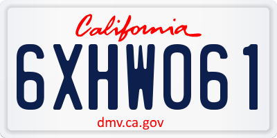 CA license plate 6XHW061