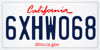CA license plate 6XHW068