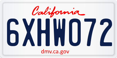 CA license plate 6XHW072