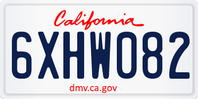 CA license plate 6XHW082