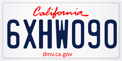 CA license plate 6XHW090