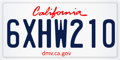 CA license plate 6XHW210