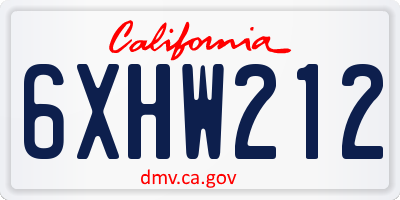 CA license plate 6XHW212