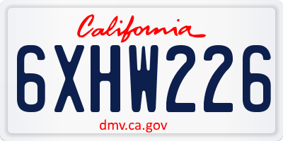CA license plate 6XHW226
