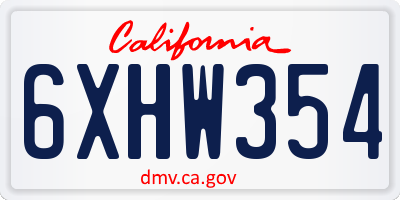 CA license plate 6XHW354