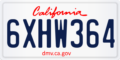 CA license plate 6XHW364