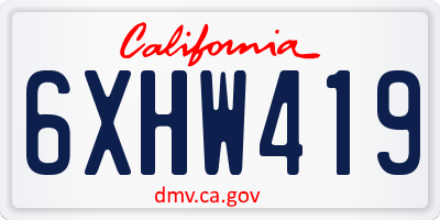 CA license plate 6XHW419