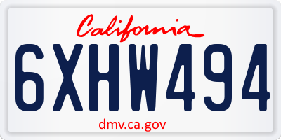 CA license plate 6XHW494