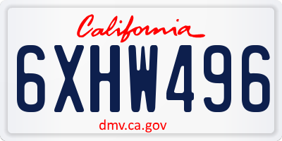 CA license plate 6XHW496