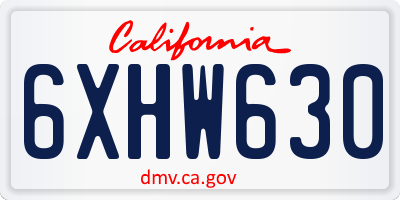 CA license plate 6XHW630