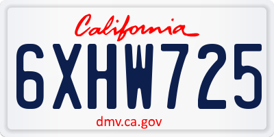 CA license plate 6XHW725