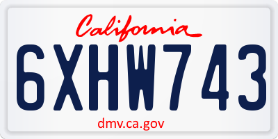 CA license plate 6XHW743