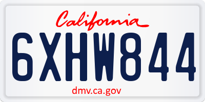 CA license plate 6XHW844