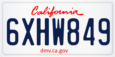 CA license plate 6XHW849