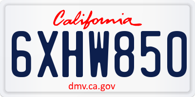 CA license plate 6XHW850
