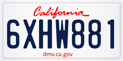 CA license plate 6XHW881
