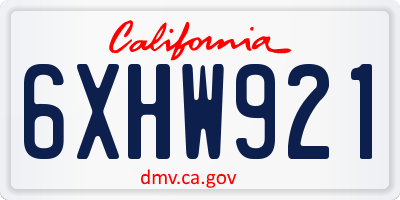 CA license plate 6XHW921