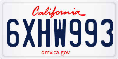 CA license plate 6XHW993
