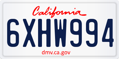 CA license plate 6XHW994