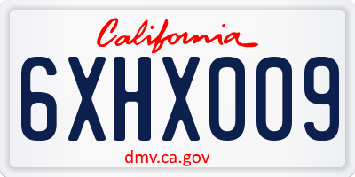 CA license plate 6XHX009