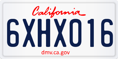 CA license plate 6XHX016