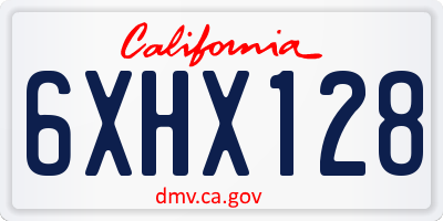 CA license plate 6XHX128