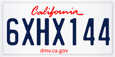 CA license plate 6XHX144