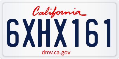 CA license plate 6XHX161