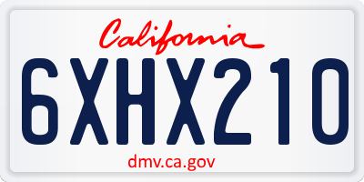 CA license plate 6XHX210