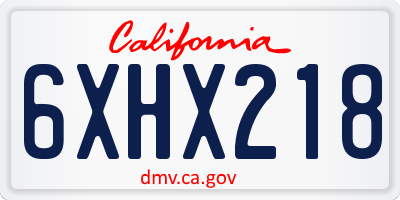 CA license plate 6XHX218