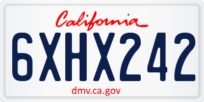 CA license plate 6XHX242