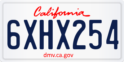 CA license plate 6XHX254