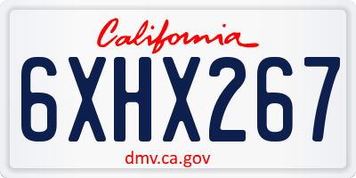 CA license plate 6XHX267