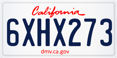 CA license plate 6XHX273