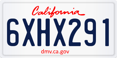CA license plate 6XHX291
