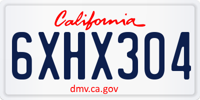 CA license plate 6XHX304