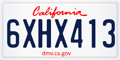 CA license plate 6XHX413