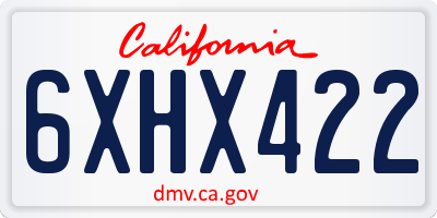 CA license plate 6XHX422