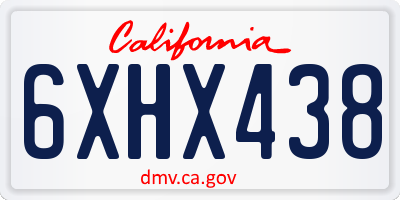 CA license plate 6XHX438