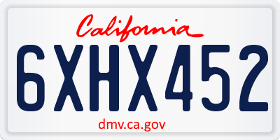 CA license plate 6XHX452