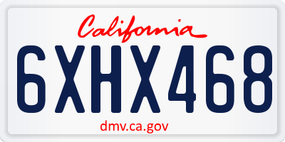 CA license plate 6XHX468