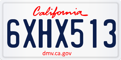 CA license plate 6XHX513