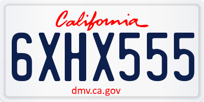 CA license plate 6XHX555