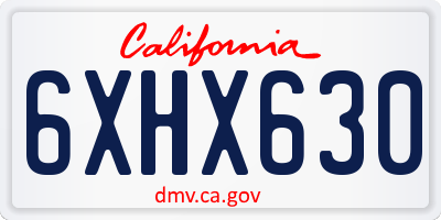 CA license plate 6XHX630