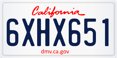 CA license plate 6XHX651