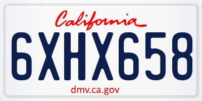 CA license plate 6XHX658