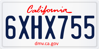 CA license plate 6XHX755