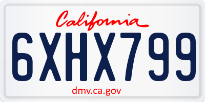 CA license plate 6XHX799