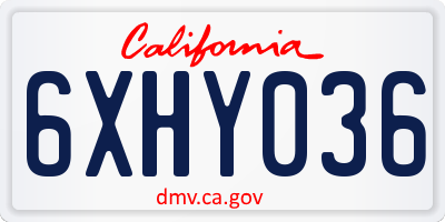 CA license plate 6XHY036