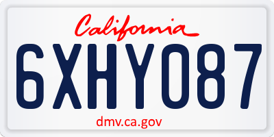 CA license plate 6XHY087